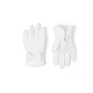 NWT - Janie and Jack - Satin White Bow girl gloves - Size 4 to 5